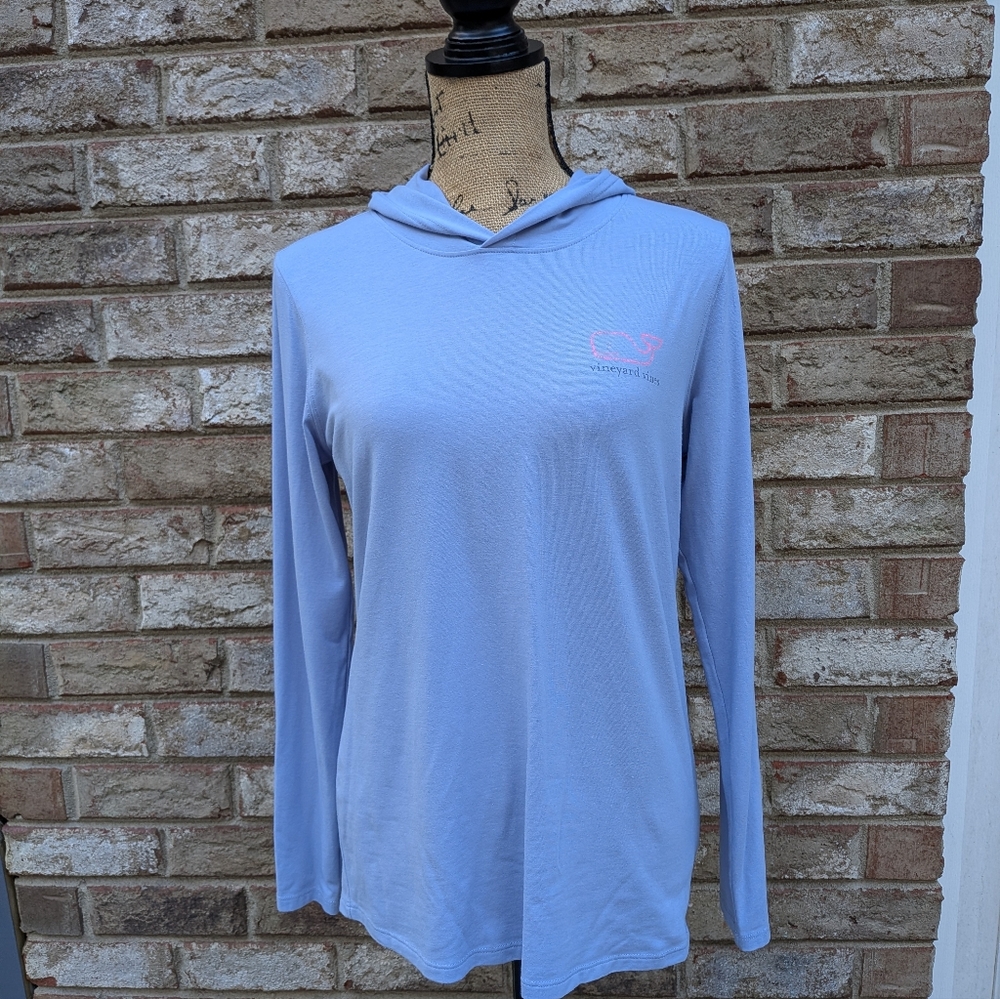 ⭐ Vineyard Vines Long-Sleeve Slub Vintage Tri-Color Whale hooded tee XS